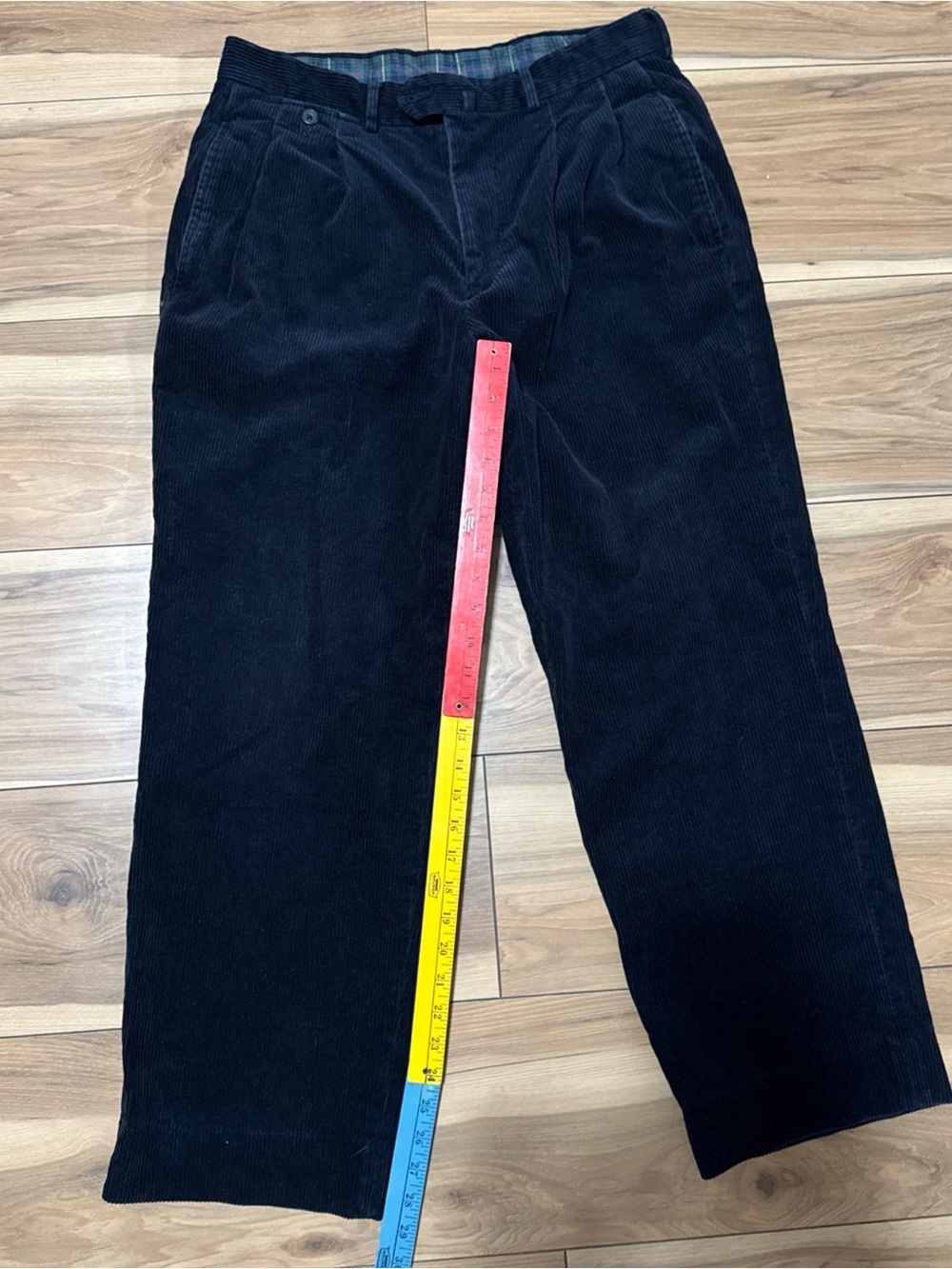 faconnable 33 corduroy straight dress chino slash pockets pants black 33x29 vtg